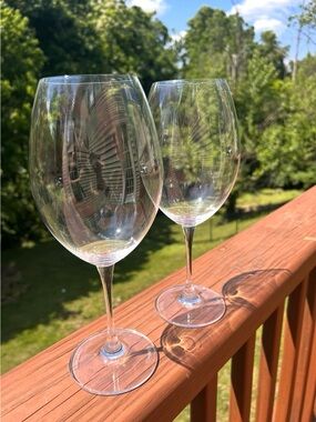 Pair Waterford Crystal Robert Mondavi Wine Glasses 10”